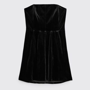Zara Strapless Black Velvet Corset Dress- XS